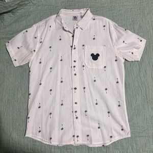 Men's White Short-Sleeve Disney Button Down- Junk Food